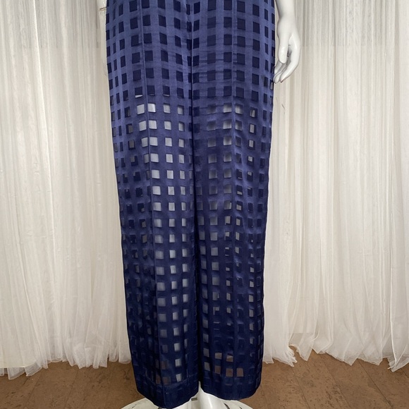 Diane Von Furstenberg elegant checkered, overlay Navy jumpsuit! Size 8 Medium - Picture 4 of 17